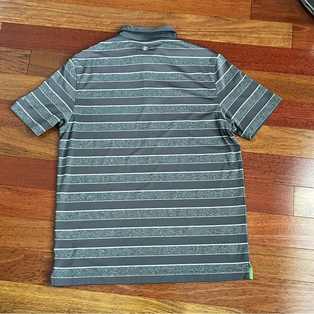 Izod Golf Polo Shirt Gray Green Striped Short Sleeve Casual Men’s S